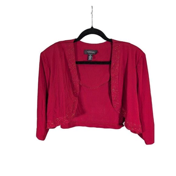 R&M Richards Woman Red Bolero Jacket with Sparkle Detail Women's 18 - Picture 1 of 7